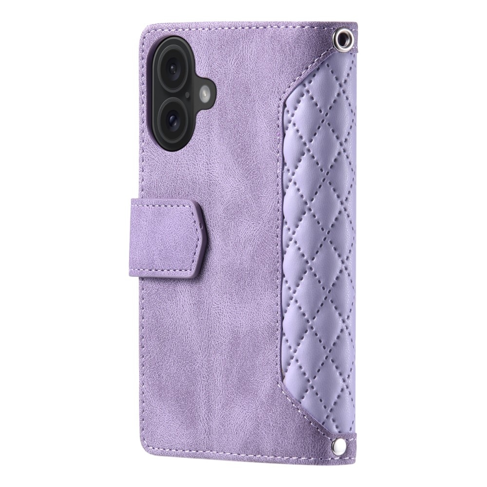 iPhone 16 Portemonnee tas Quilted Paars