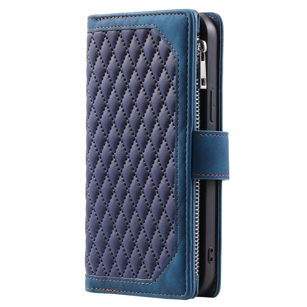 iPhone 16 Portemonnee tas Quilted Blauw