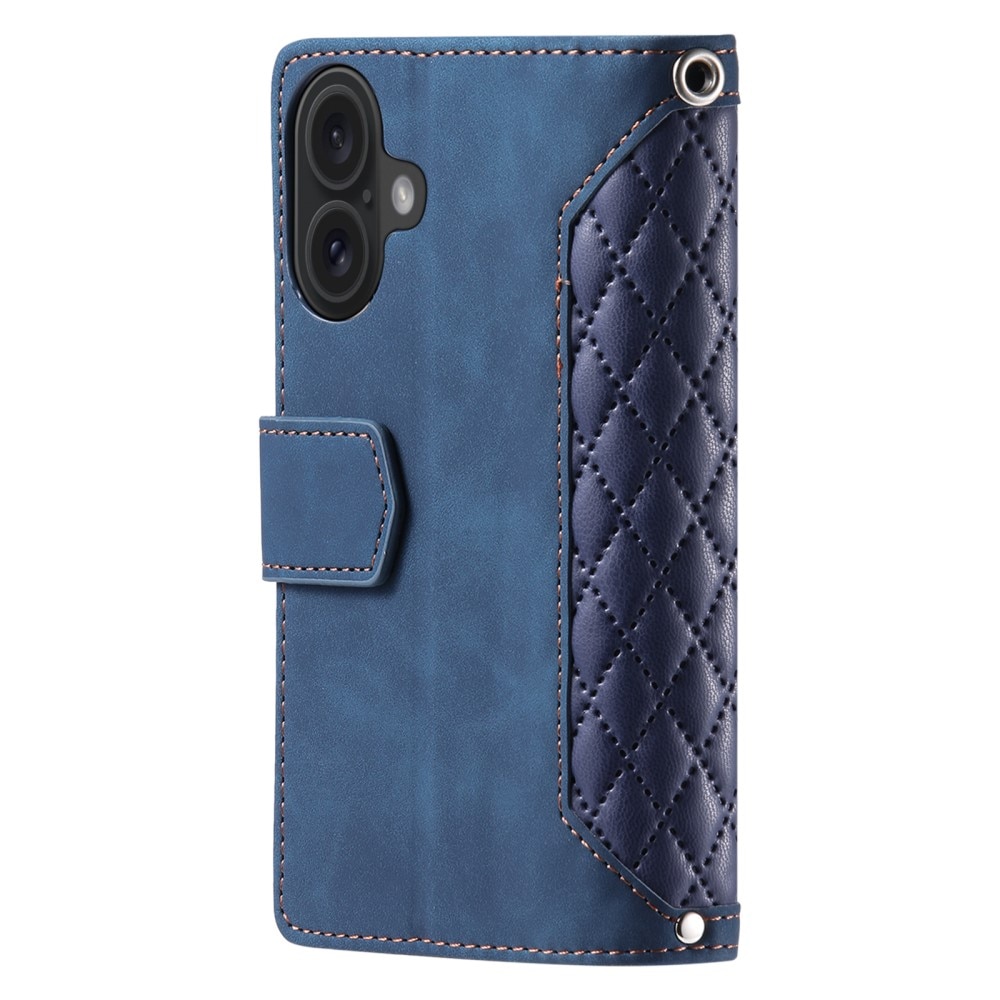 iPhone 16 Portemonnee tas Quilted Blauw