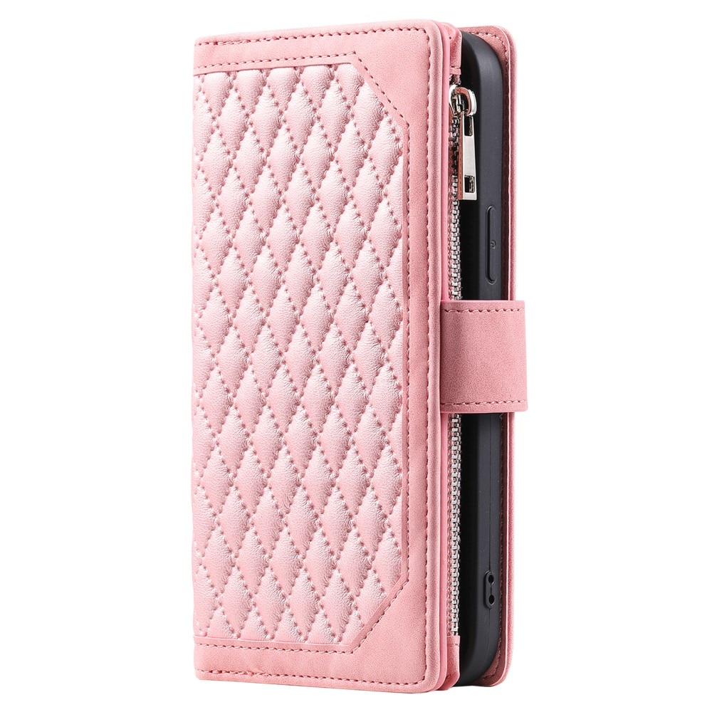 iPhone 16 Portemonnee tas Quilted Roze