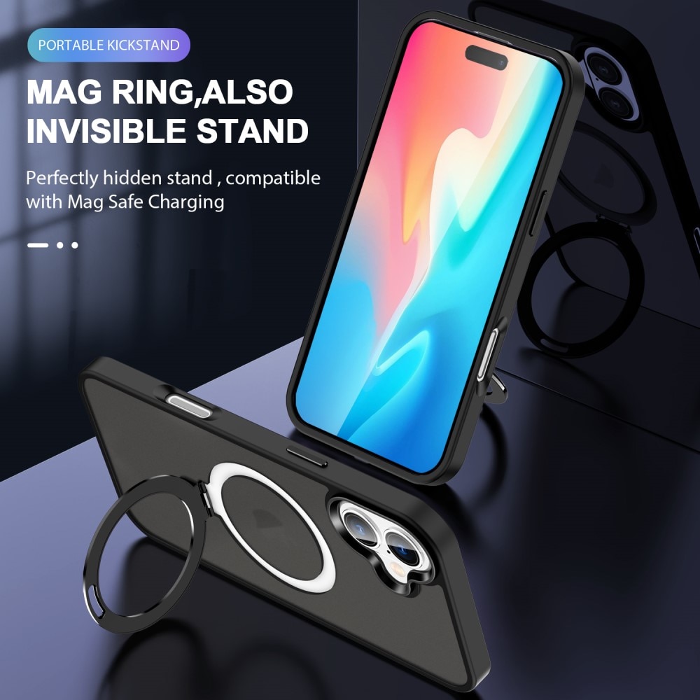 iPhone 16 Plus Hybridcase MagSafe Ring Zwart