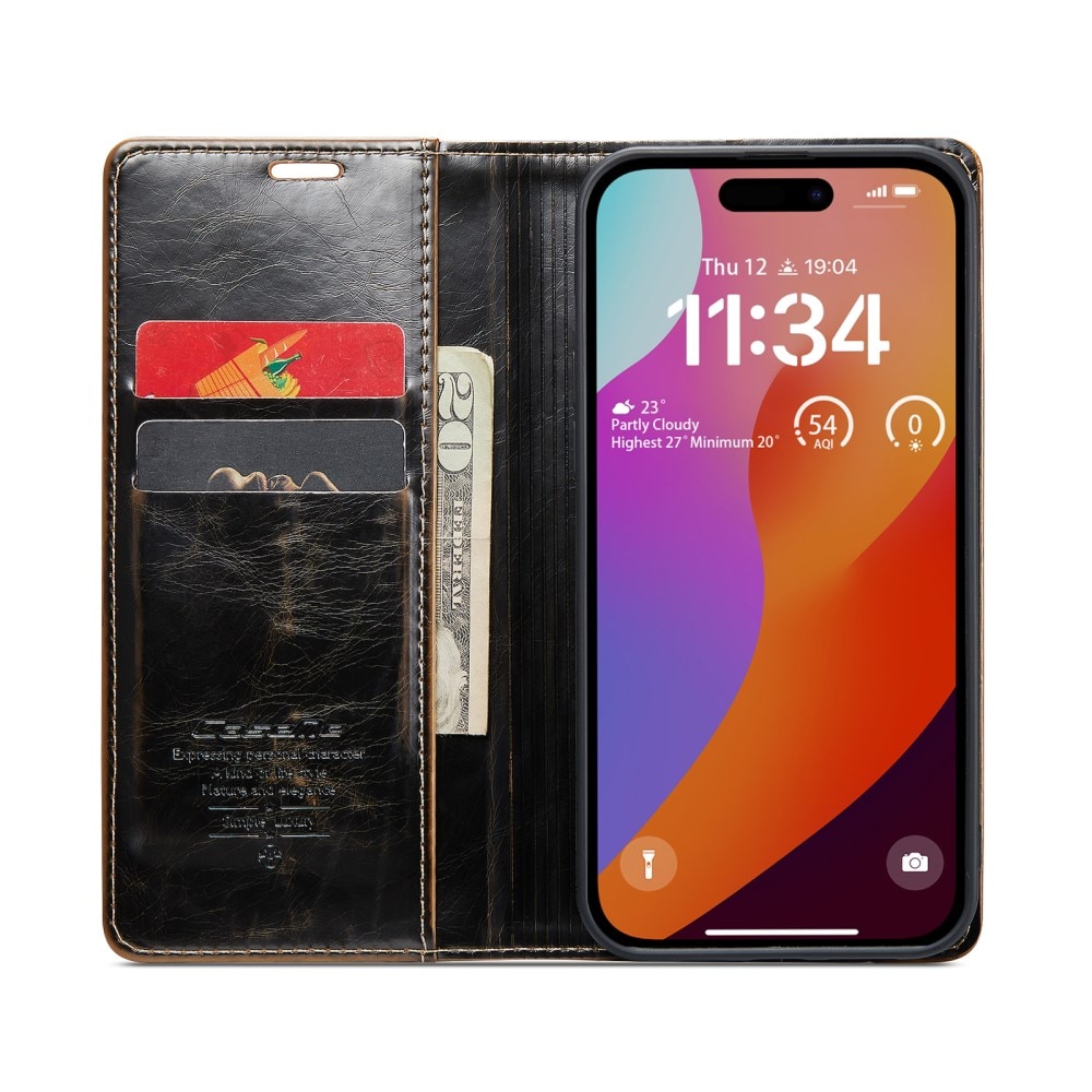 Kunstleren hoesje iPhone 16 Pro Max bruin