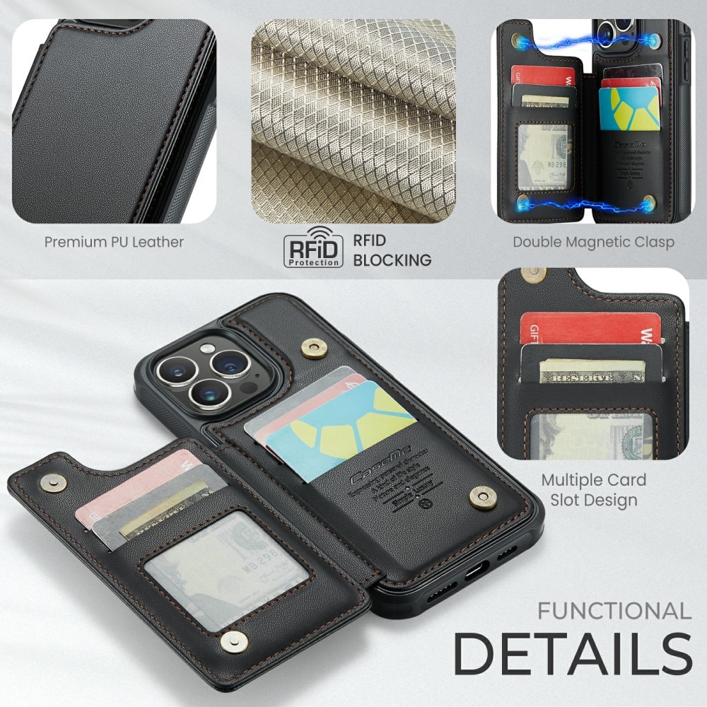 RFID blocking Portemonnee hoesje iPhone 16 Pro Max zwart