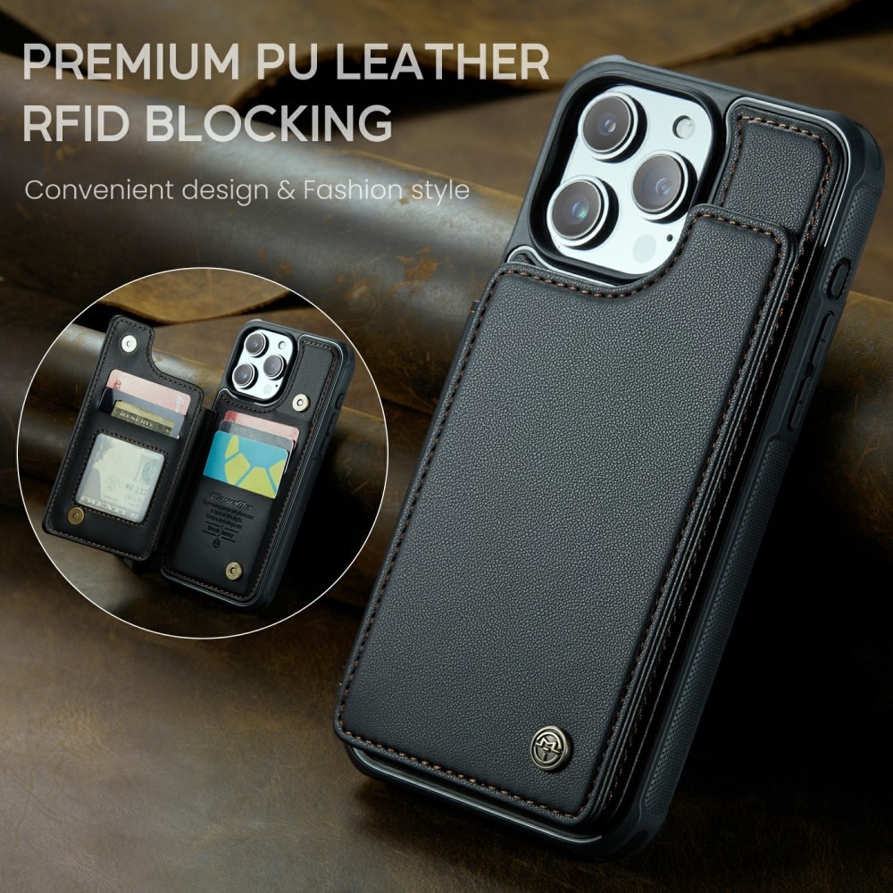 RFID blocking Portemonnee hoesje iPhone 16 Pro Max zwart