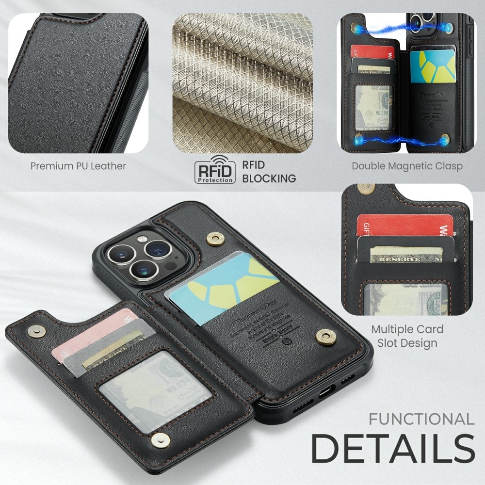 RFID blocking Portemonnee hoesje iPhone 16 Pro zwart