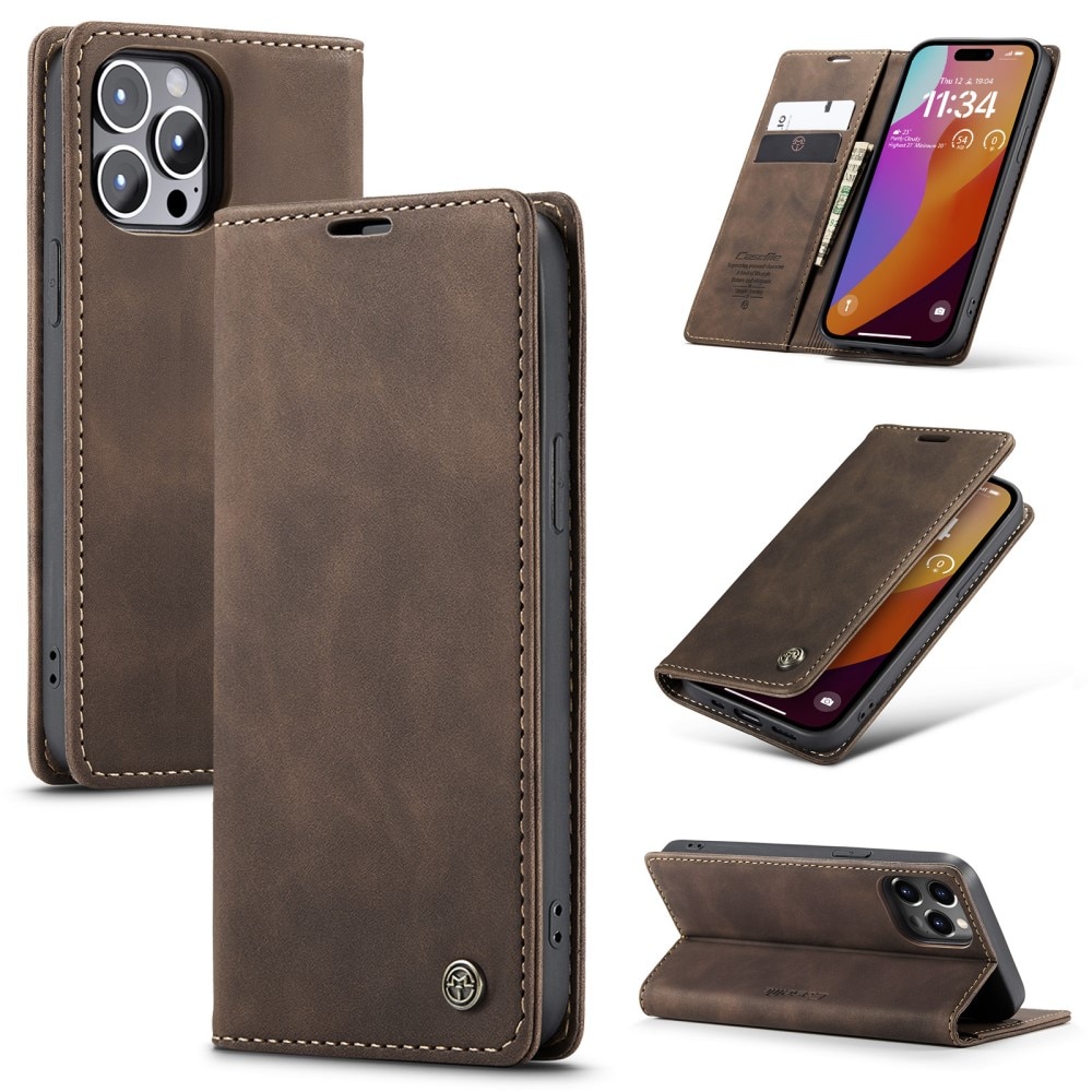 Slim Bookcover Hoesje iPhone 16 Pro Bruin