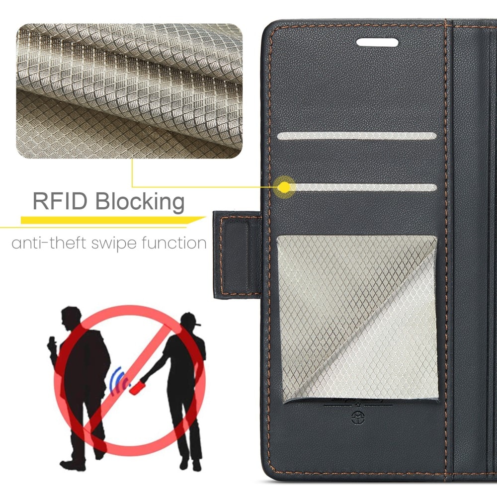 RFID blocking Slim Bookcover Hoesje iPhone 16 Pro Zwart