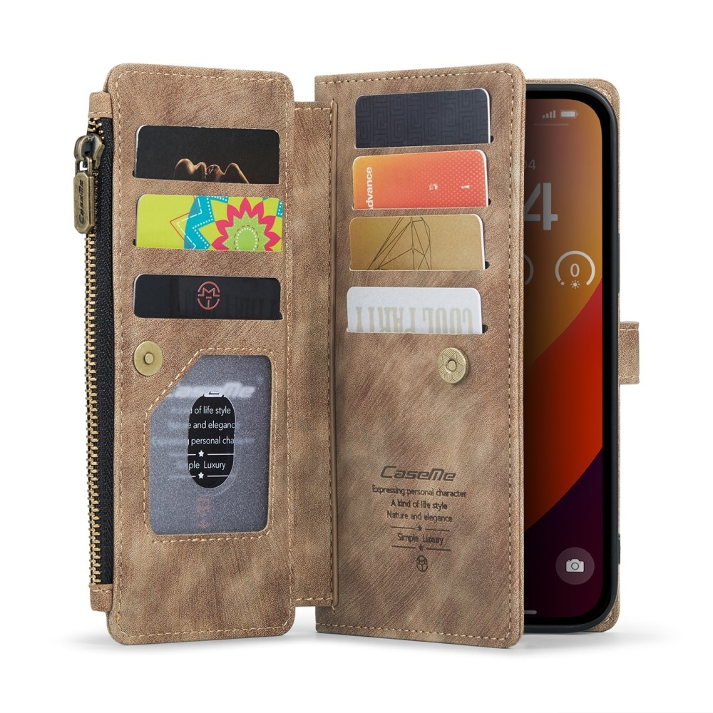 Bookcover hoesje Rits iPhone 16 Pro Max Bruin