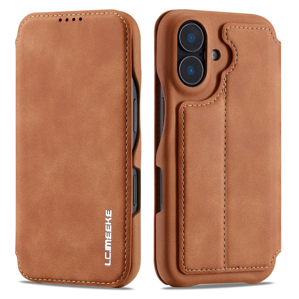 Slim Bookcover hoesje iPhone 16 cognac