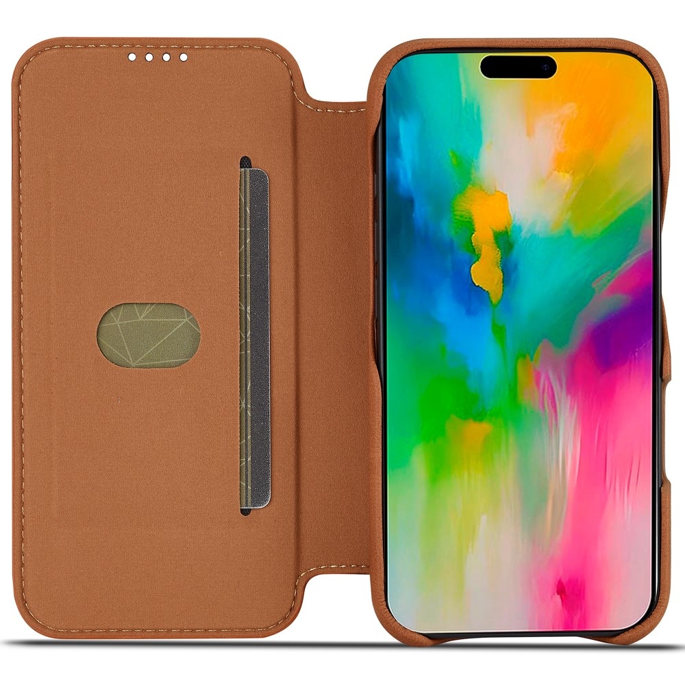 Slim Bookcover hoesje iPhone 16 cognac