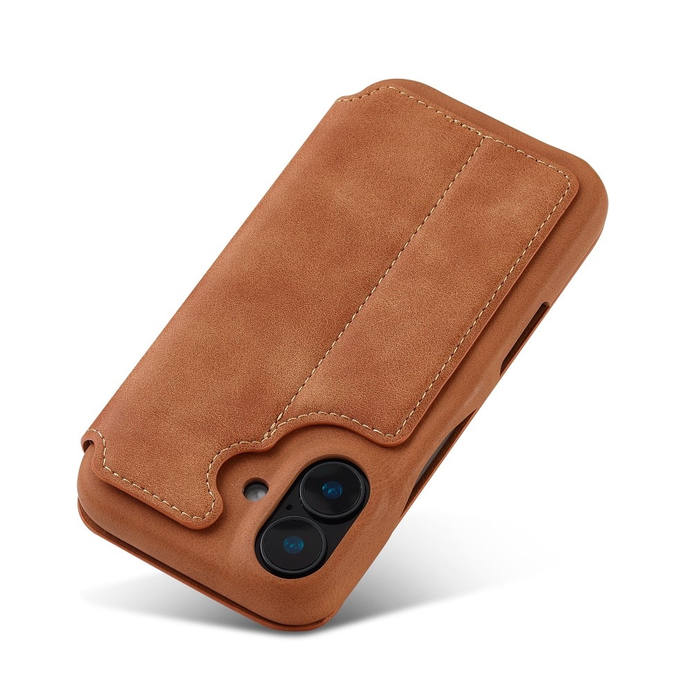 Slim Bookcover hoesje iPhone 16 cognac