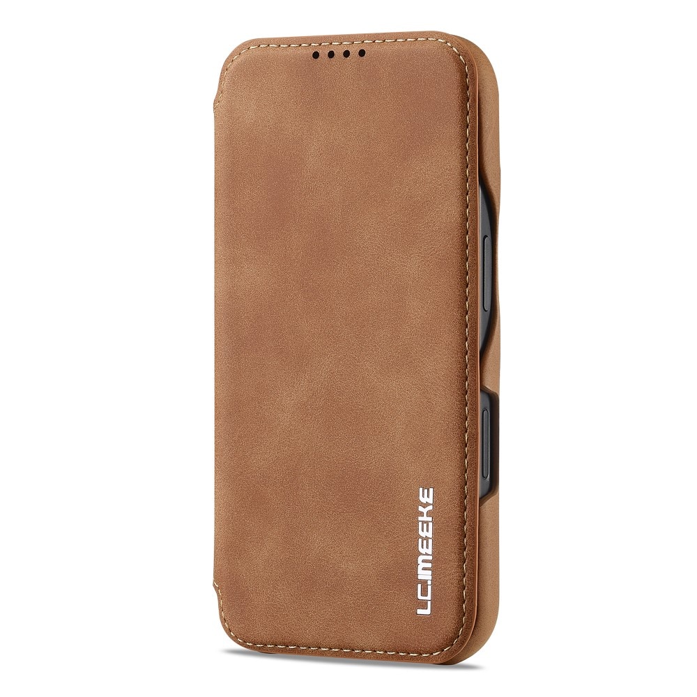 Slim Bookcover hoesje iPhone 16 cognac