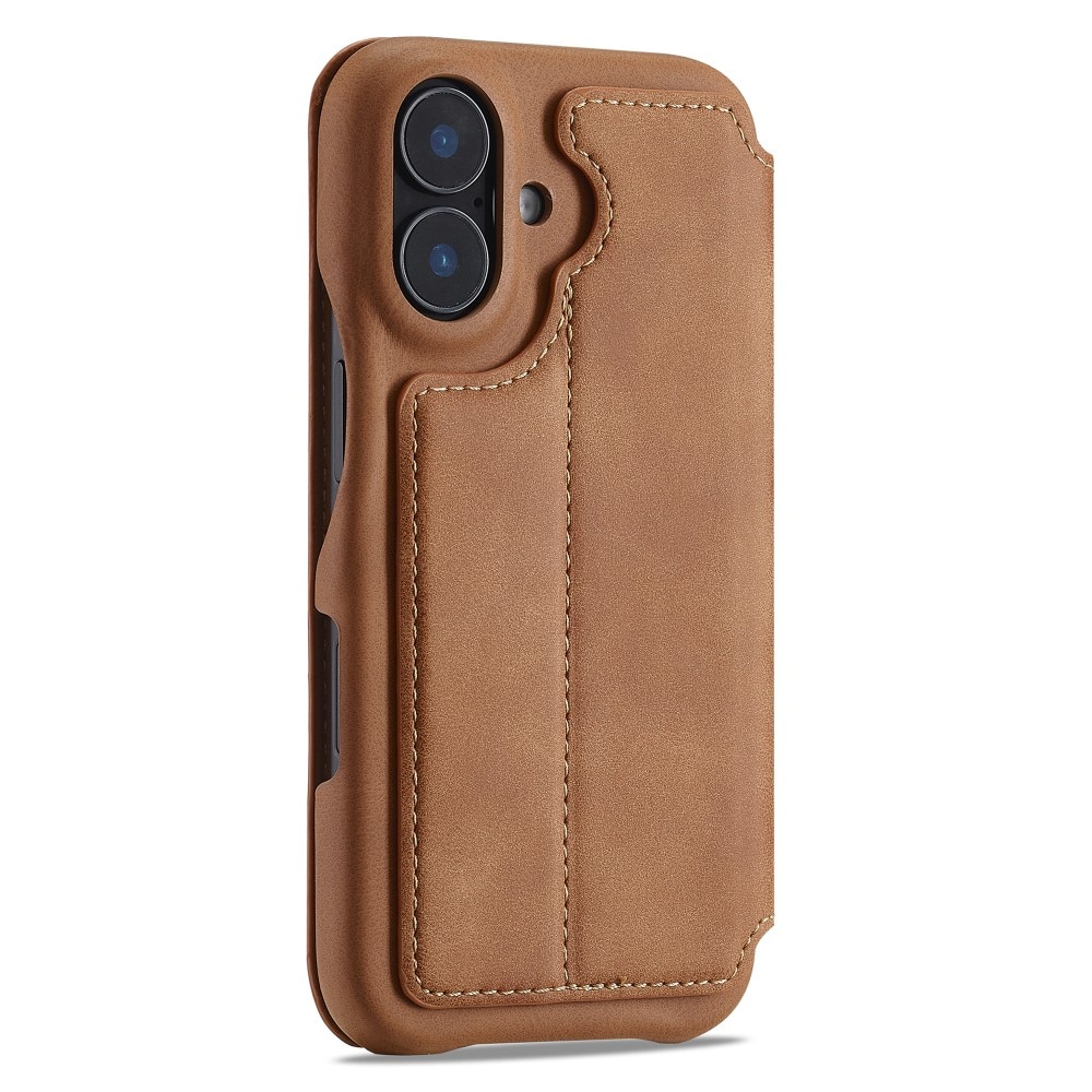 Slim Bookcover hoesje iPhone 16 cognac