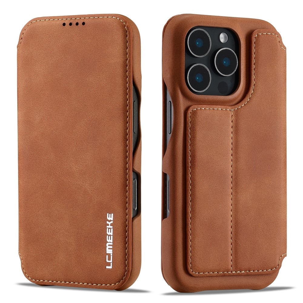 Slim Bookcover hoesje iPhone 16 Pro cognac