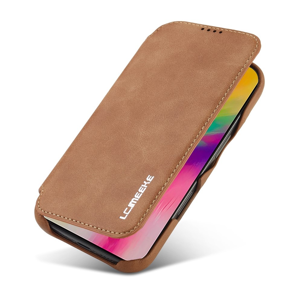 Slim Bookcover hoesje iPhone 16 Pro cognac