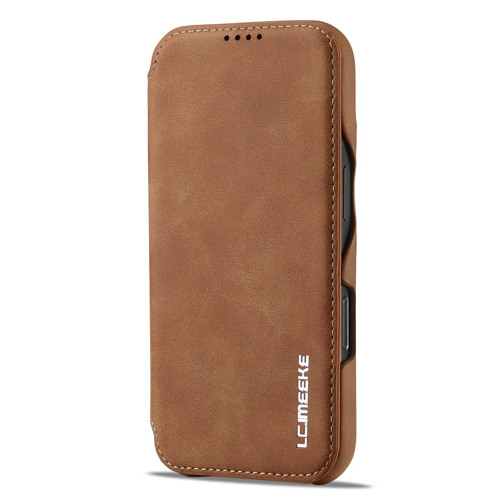 Slim Bookcover hoesje iPhone 16 Pro cognac