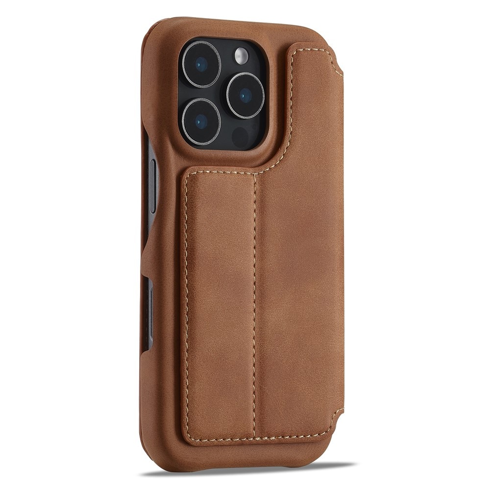 Slim Bookcover hoesje iPhone 16 Pro cognac