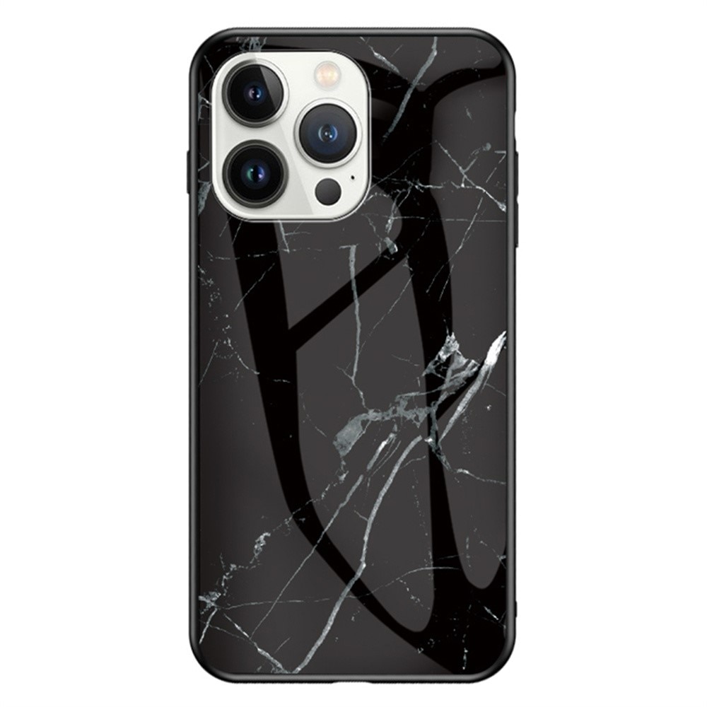 iPhone 16 Pro Max Hoesje Gehard Glas zwart marmer