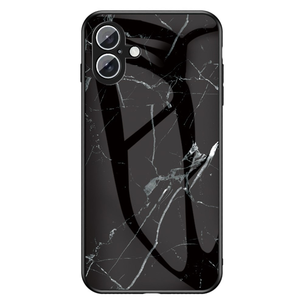 iPhone 16 Hoesje Gehard Glas zwart marmer