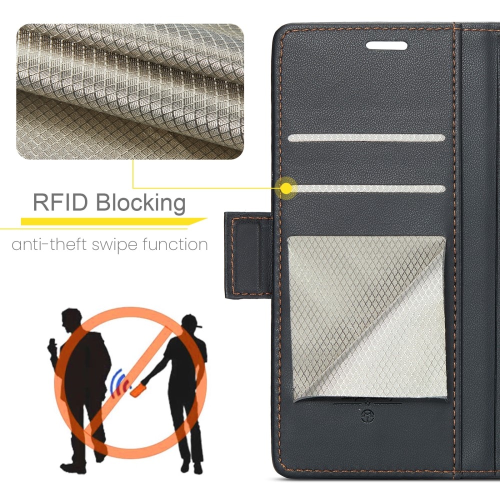 RFID blocking Slim Bookcover Hoesje iPhone 16 Plus Zwart