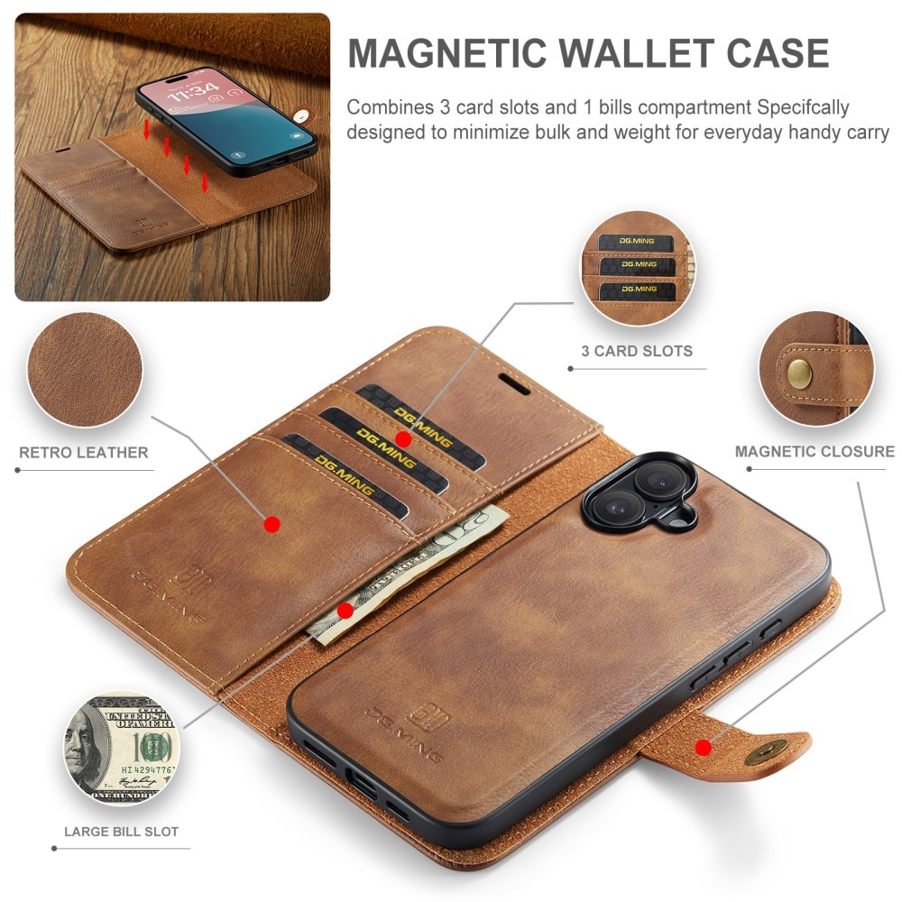 Magnet Wallet iPhone 16 Cognac