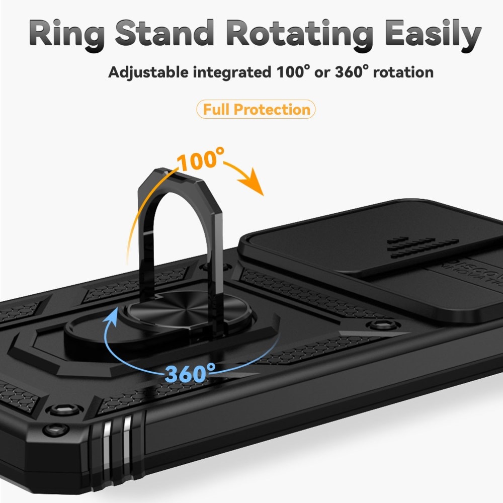 Samsung Galaxy S24 FE Hybridcase Ring + Camera Protector Zwart