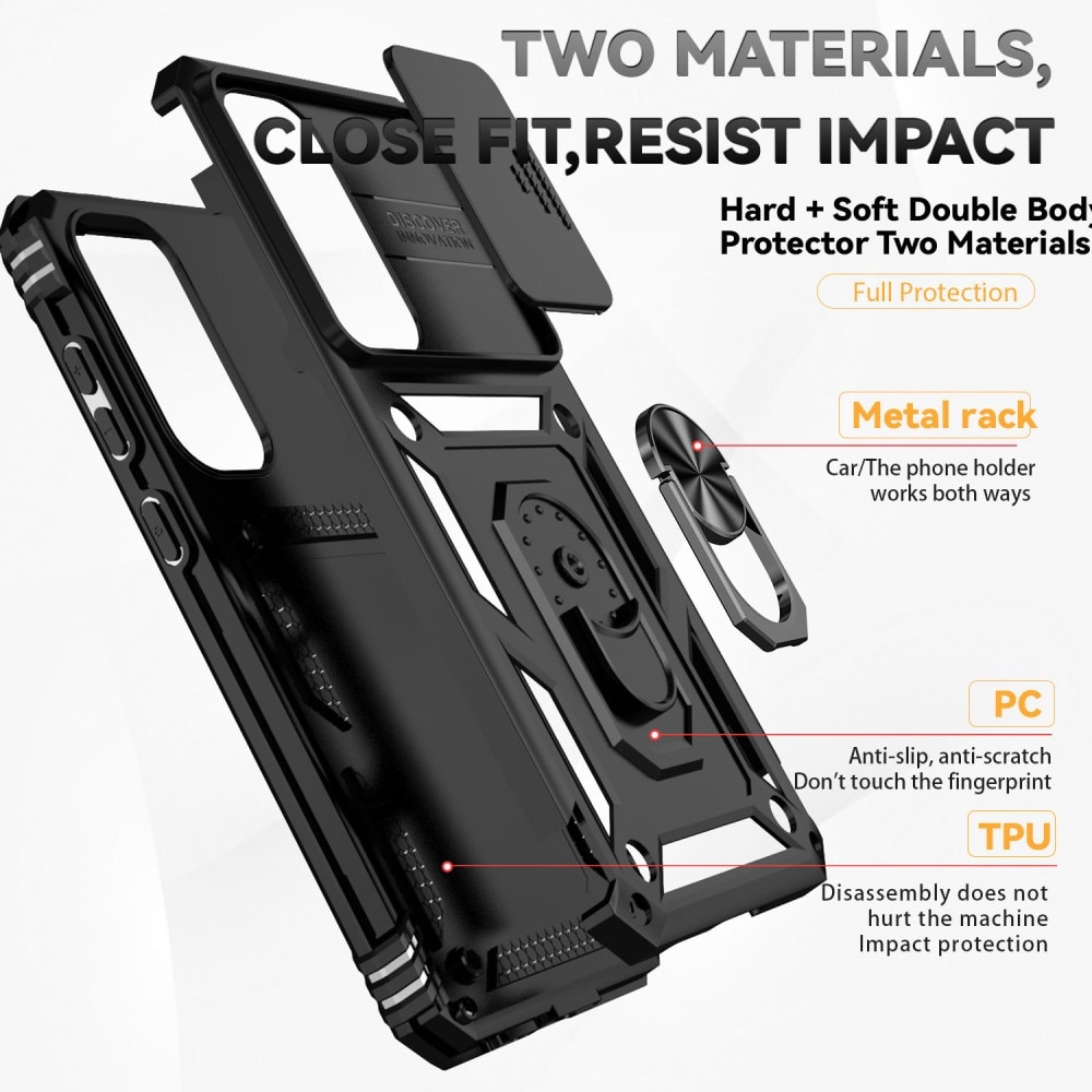 Samsung Galaxy S24 FE Hybridcase Ring + Camera Protector Zwart