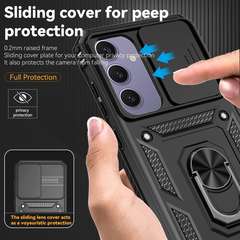 Samsung Galaxy S24 FE Hybridcase Ring + Camera Protector Zwart