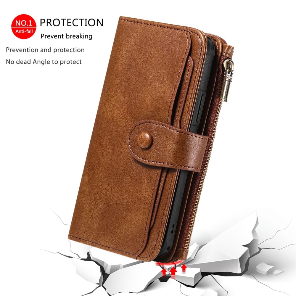 iPhone 16 Pro  Magnet Leather Multi-Wallet bruin