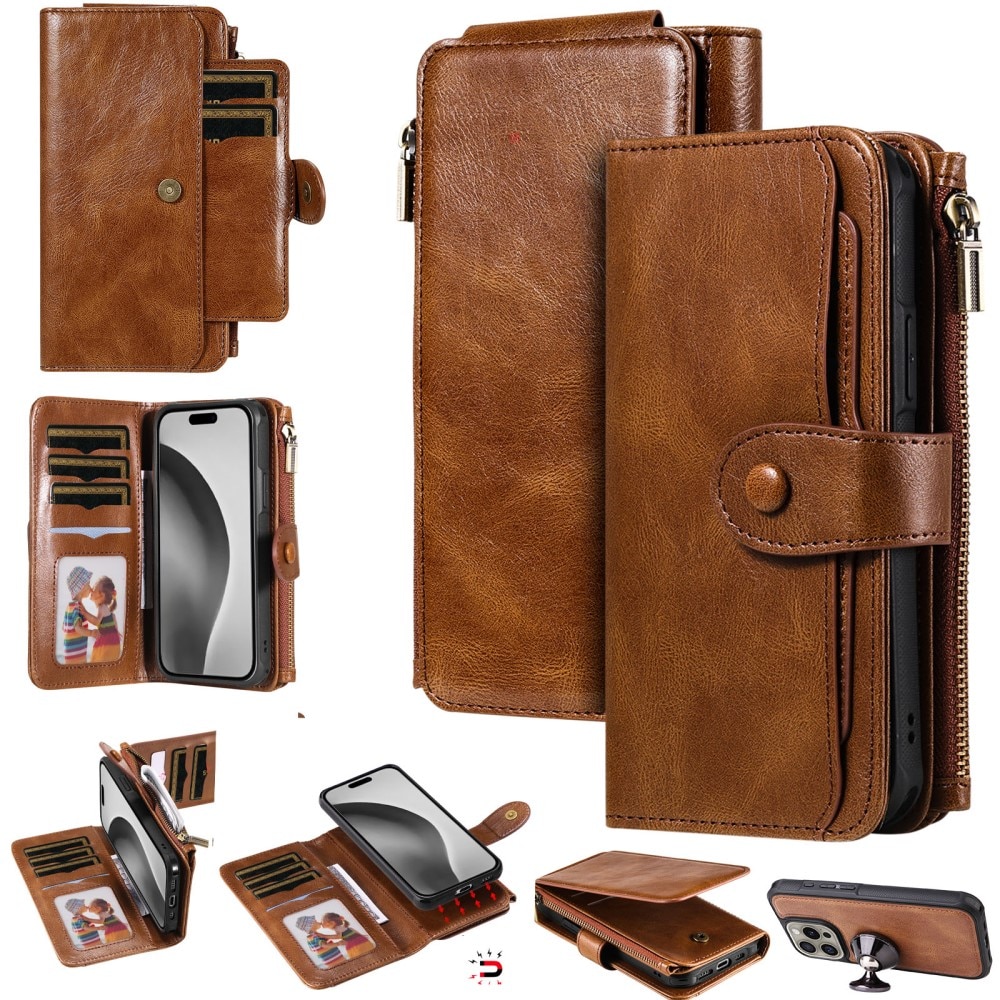 iPhone 16 Pro  Magnet Leather Multi-Wallet bruin