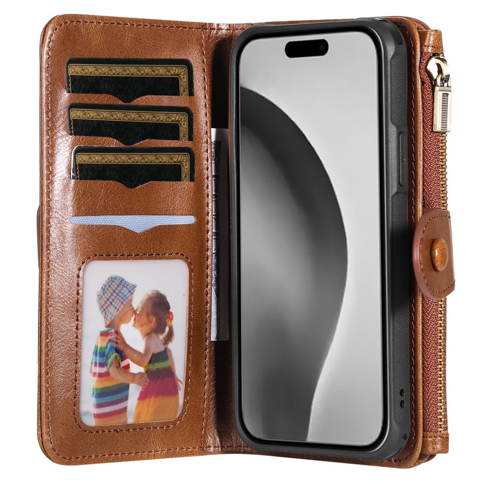 iPhone 16 Pro  Magnet Leather Multi-Wallet bruin