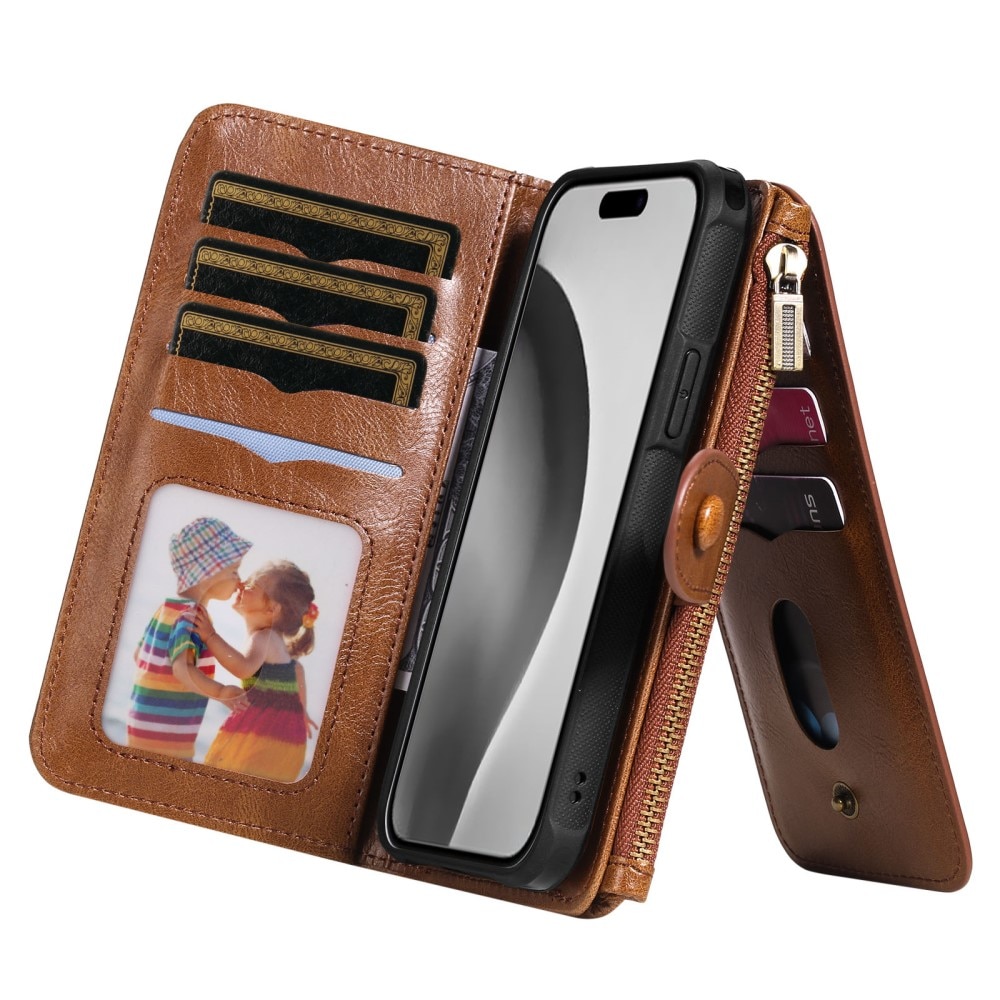 iPhone 16 Pro  Magnet Leather Multi-Wallet bruin