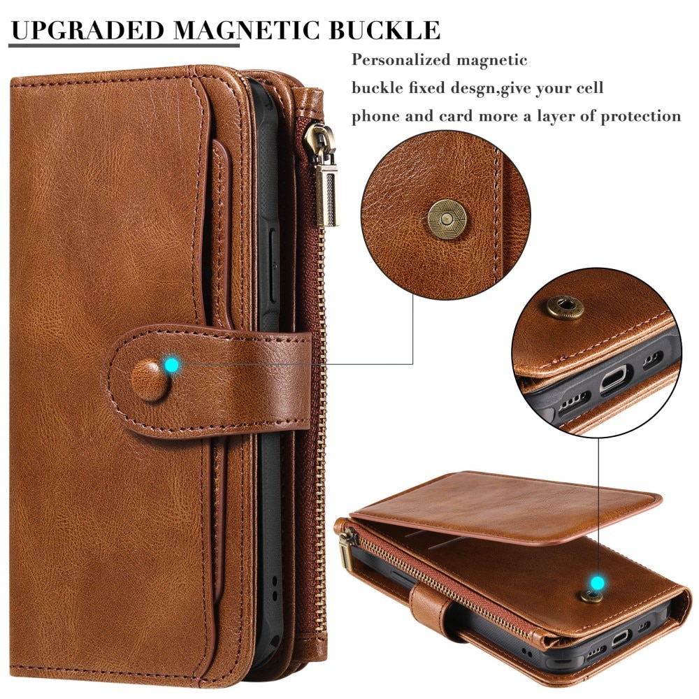 iPhone 16 Pro  Magnet Leather Multi-Wallet bruin