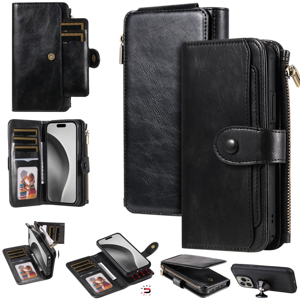 iPhone 16 Pro  Magnet Leather Multi-Wallet zwart