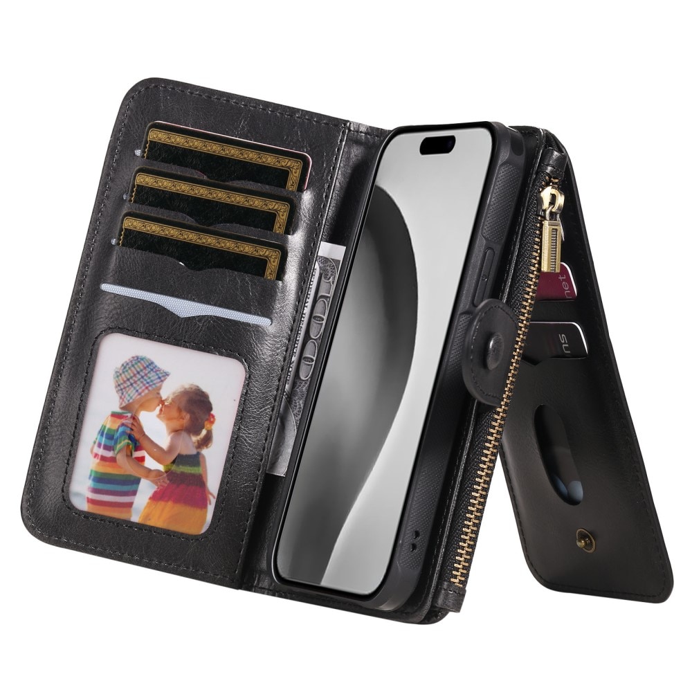 iPhone 16 Pro  Magnet Leather Multi-Wallet zwart