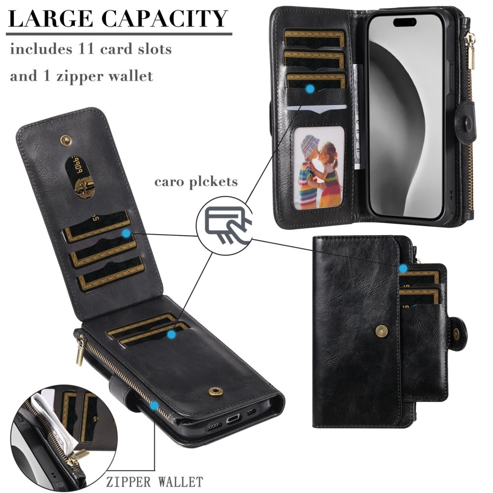 iPhone 16 Pro  Magnet Leather Multi-Wallet zwart