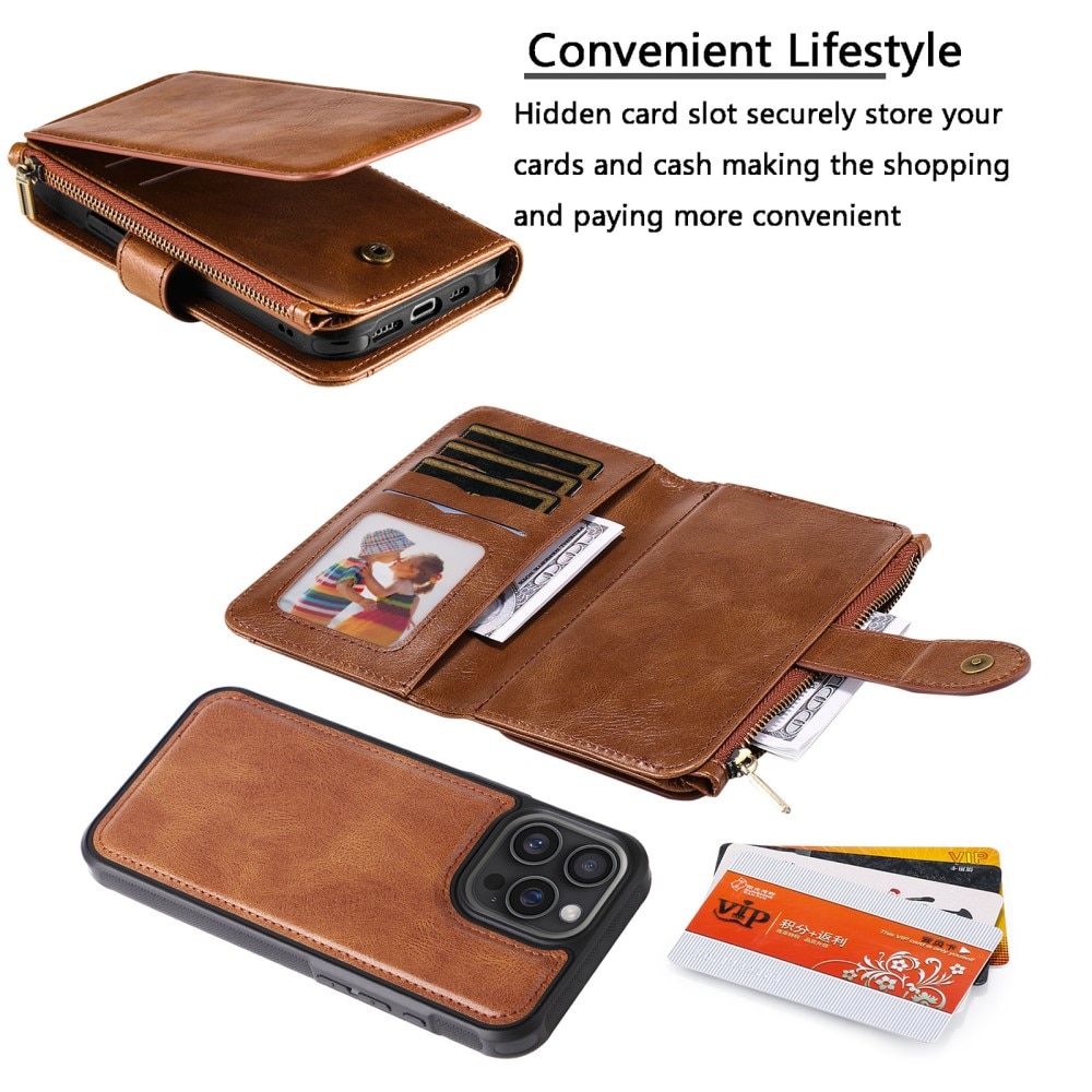 iPhone 16 Pro Max  Magnet Leather Multi-Wallet bruin