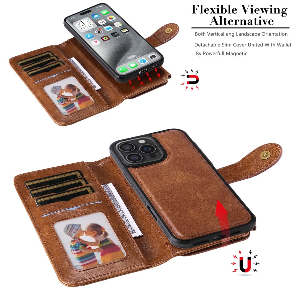 iPhone 16 Pro Max  Magnet Leather Multi-Wallet bruin