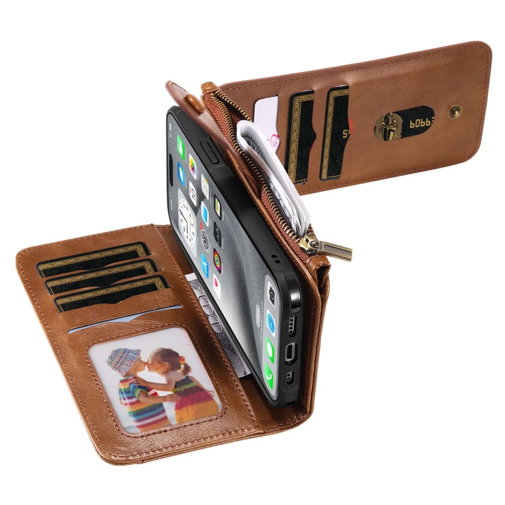 iPhone 16 Pro Max  Magnet Leather Multi-Wallet bruin