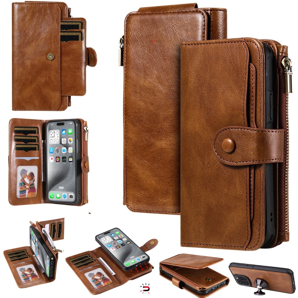 iPhone 16 Pro Max  Magnet Leather Multi-Wallet bruin