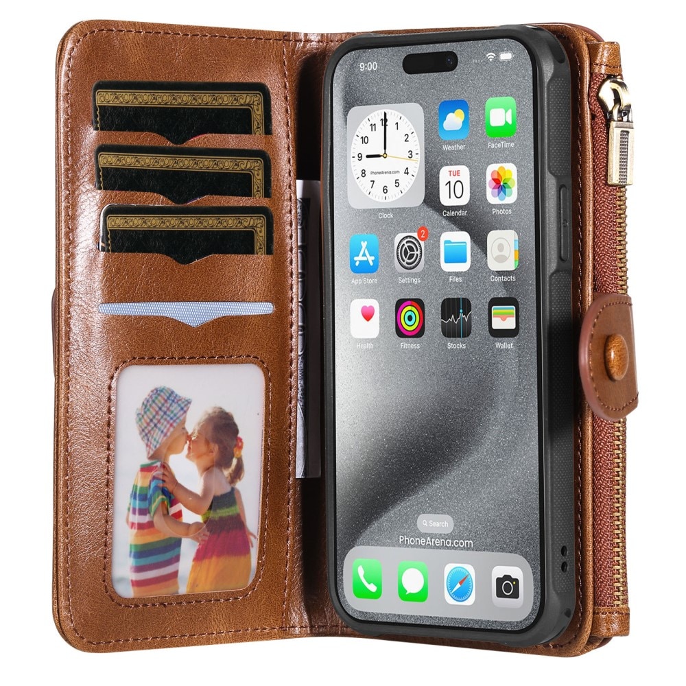 iPhone 16 Pro Max  Magnet Leather Multi-Wallet bruin