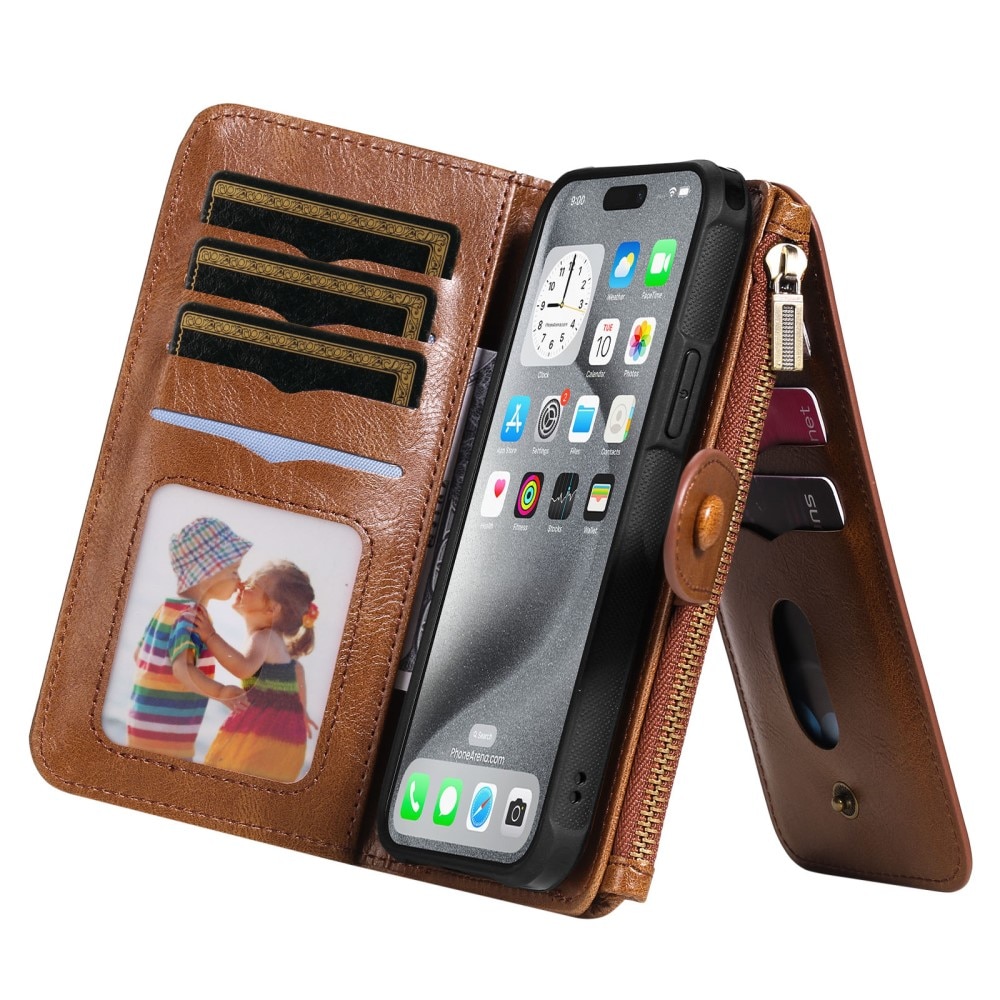 iPhone 16 Pro Max  Magnet Leather Multi-Wallet bruin