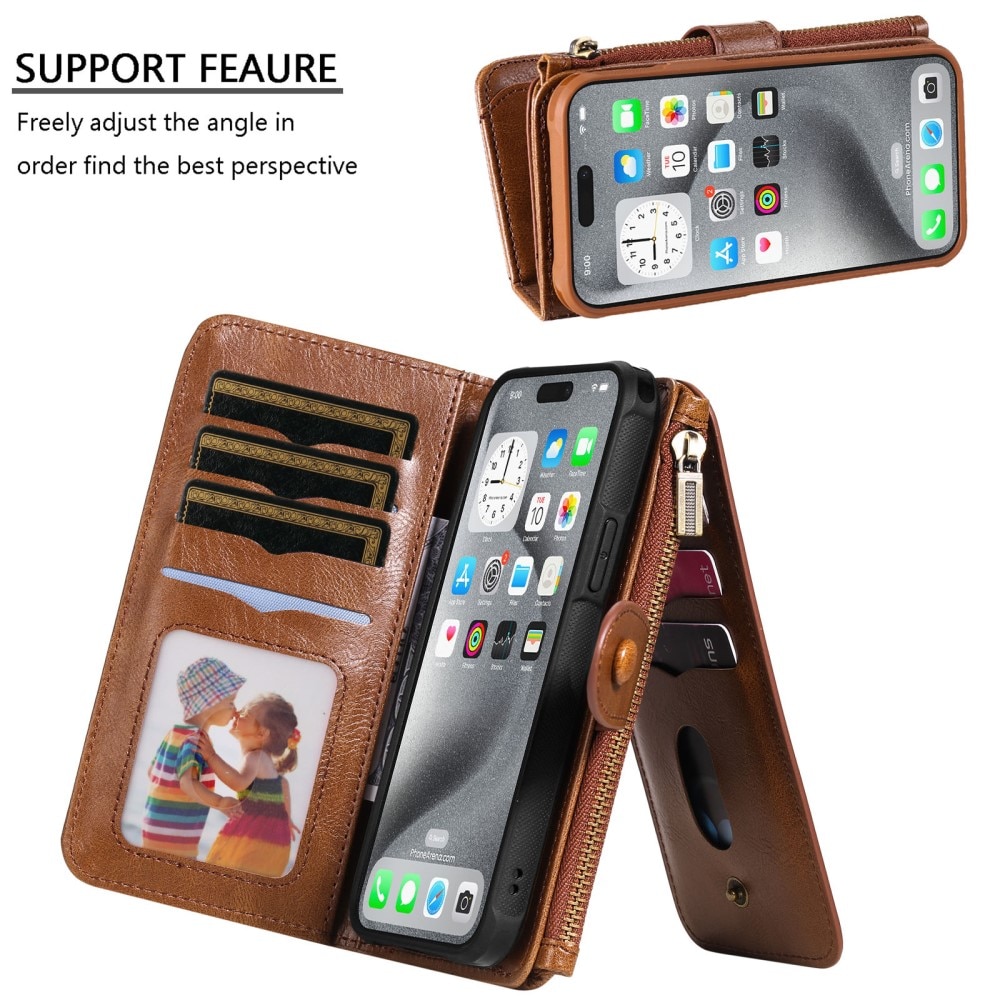 iPhone 16 Pro Max  Magnet Leather Multi-Wallet bruin