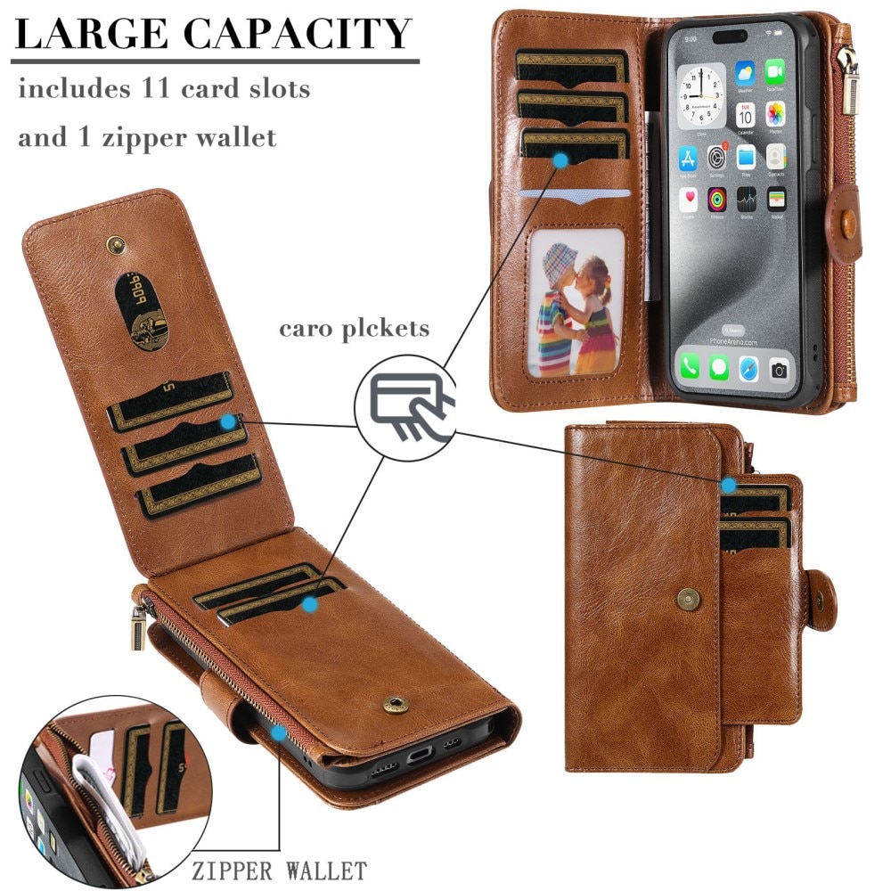 iPhone 16 Pro Max  Magnet Leather Multi-Wallet bruin