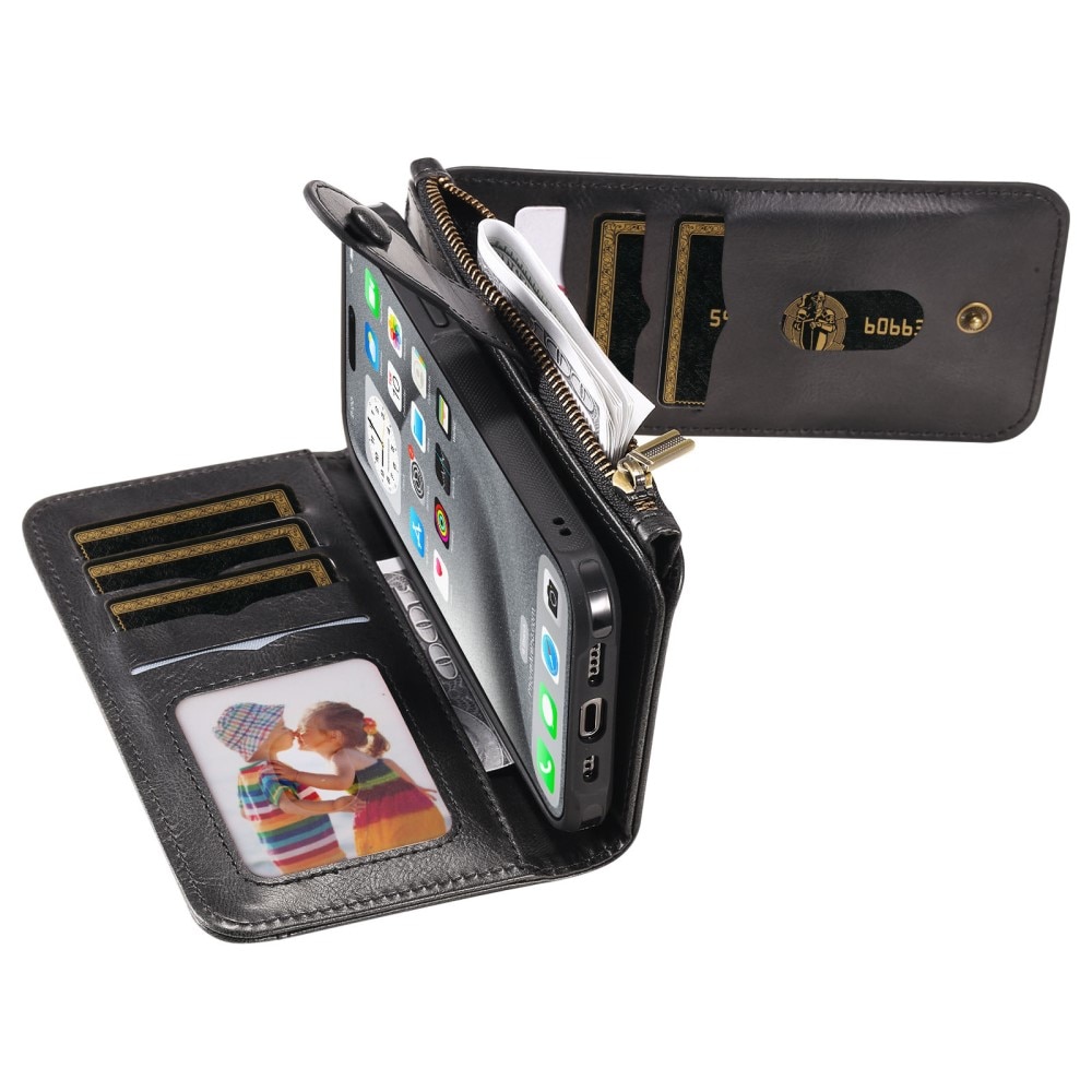 iPhone 16 Pro Max  Magnet Leather Multi-Wallet zwart