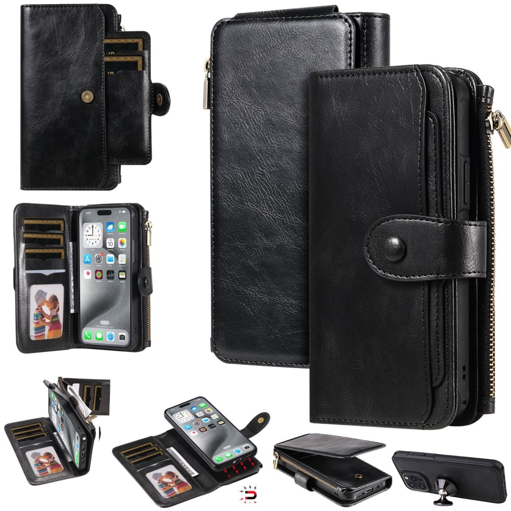 iPhone 16 Pro Max  Magnet Leather Multi-Wallet zwart