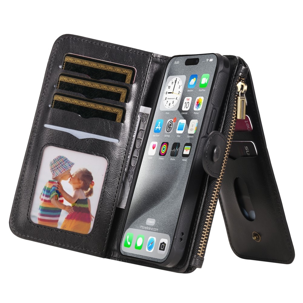 iPhone 16 Pro Max  Magnet Leather Multi-Wallet zwart