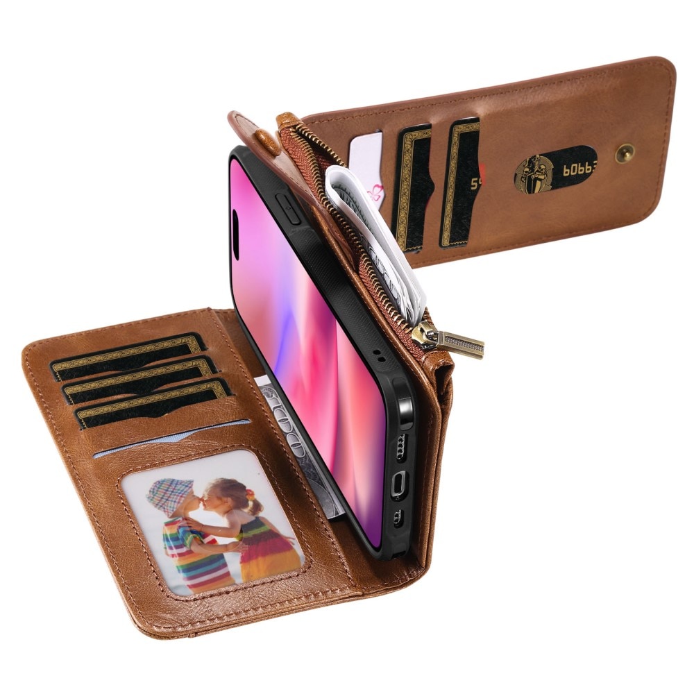 iPhone 16  Magnet Leather Multi-Wallet bruin