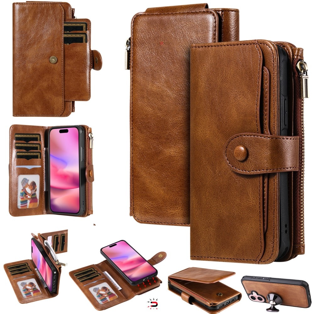 iPhone 16  Magnet Leather Multi-Wallet bruin