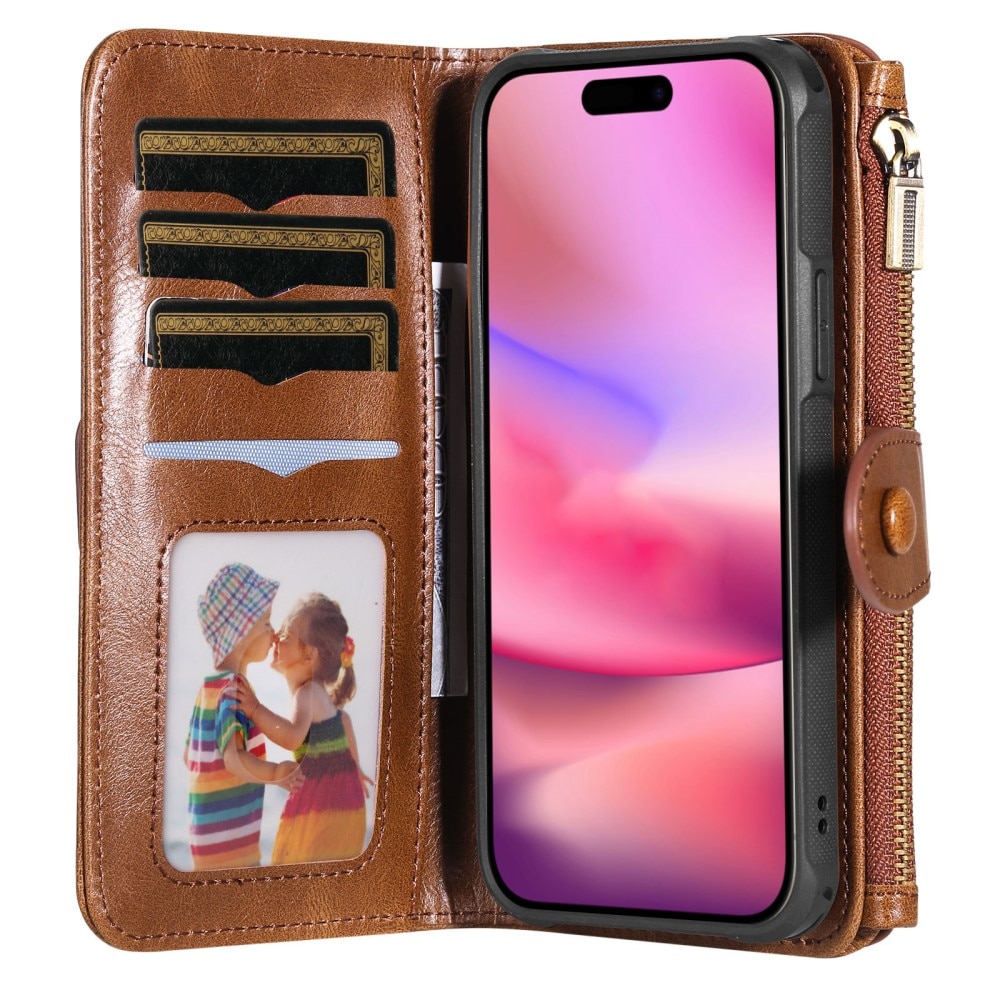 iPhone 16  Magnet Leather Multi-Wallet bruin